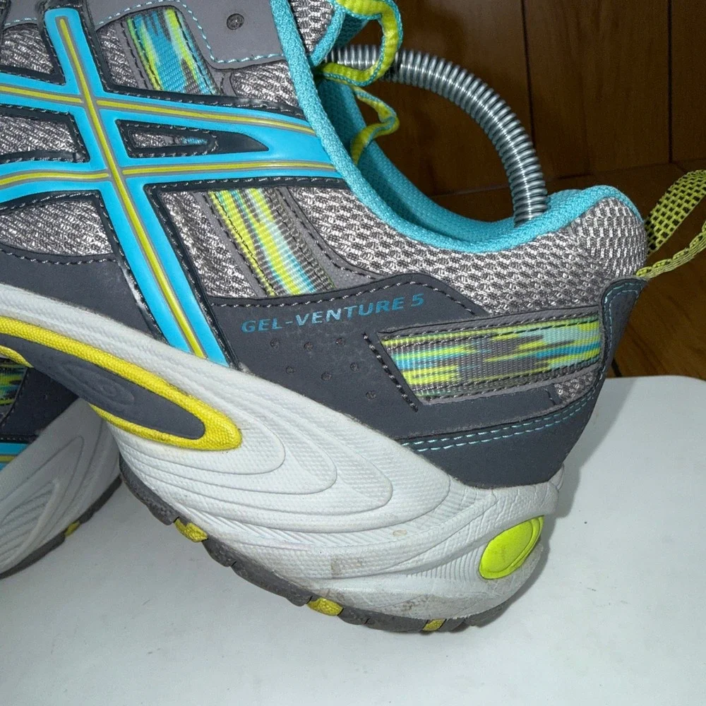 Asics Gel-Venture 5 Womens 11 Grey Blue Yellow Trail Running Shoes‎ T5N8N